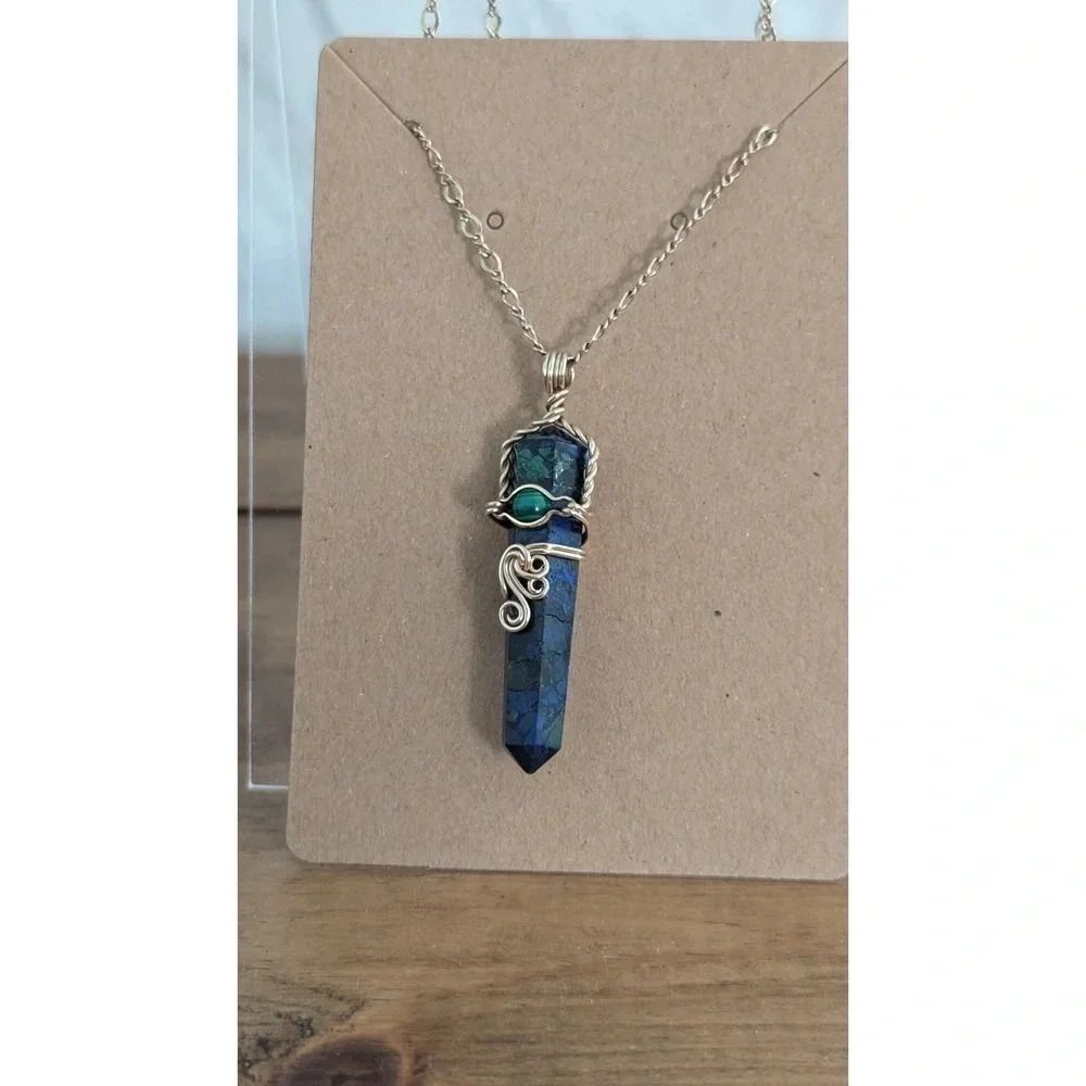 Lapis Lazuli Pendant w/ Gold Necklace Handmade